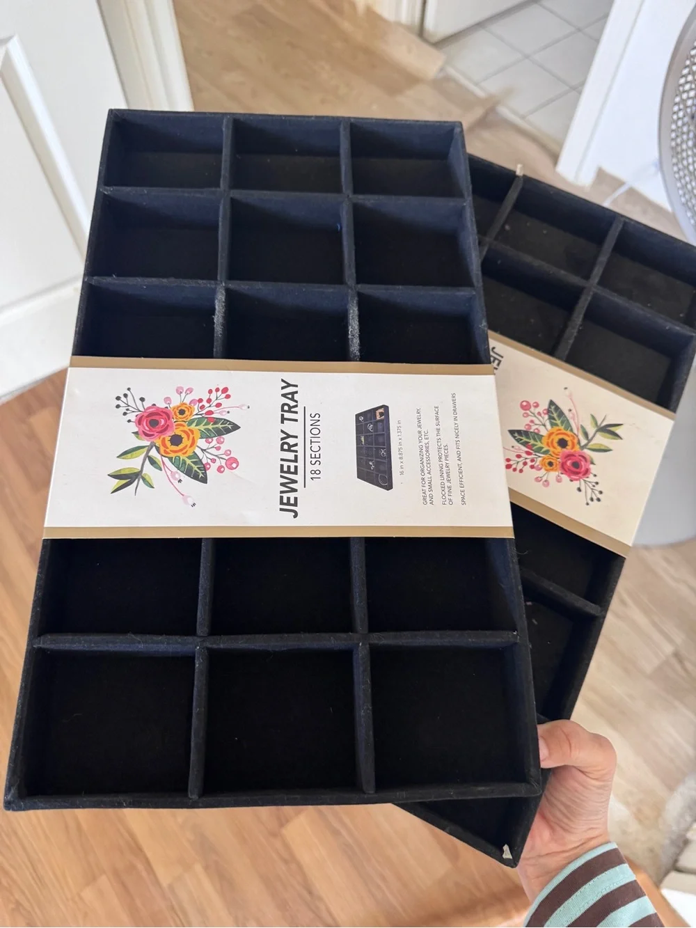 Black Jewelry Tray Organizer - 18 Section